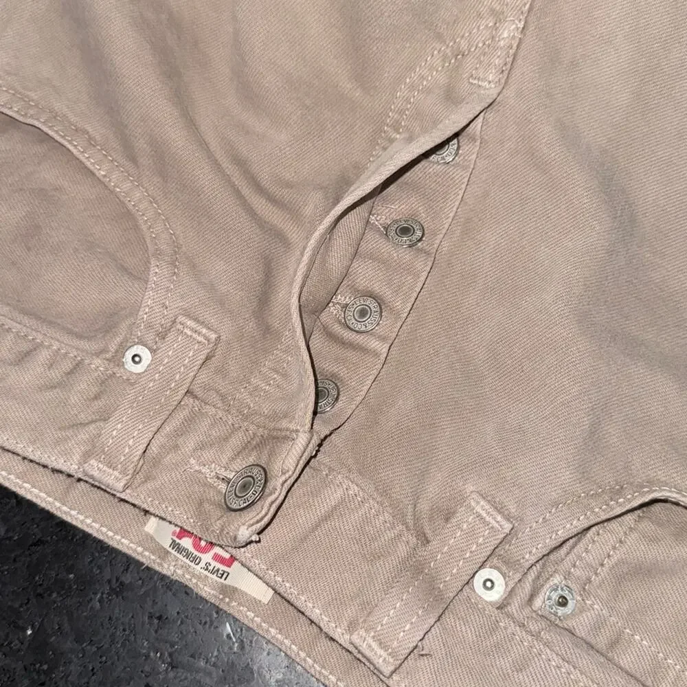 UEC LEVI’S KHAKI 501 ORIGINAL STRAIGHT LEG DENIM JEANS MADE IN MEXICO SZ 31x30